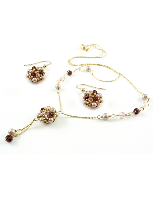 Set colier si cercei cu tortite, Ichiban - Happy Bride 