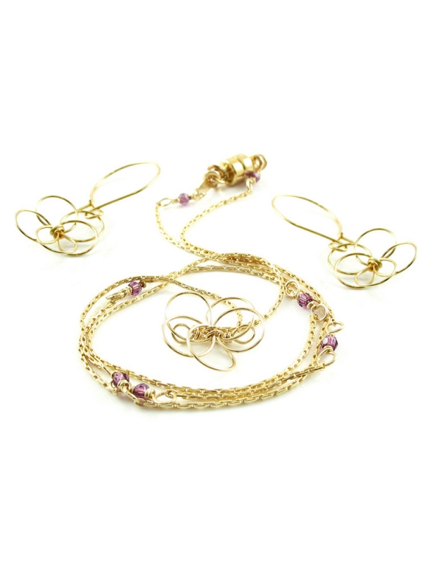 Set colier si cercei Ichiban - Flower Power Amethyst