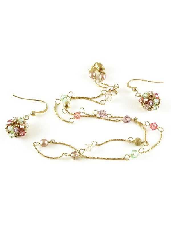 Set colier si cercei cu tortite, Ichiban - Spring Mood 