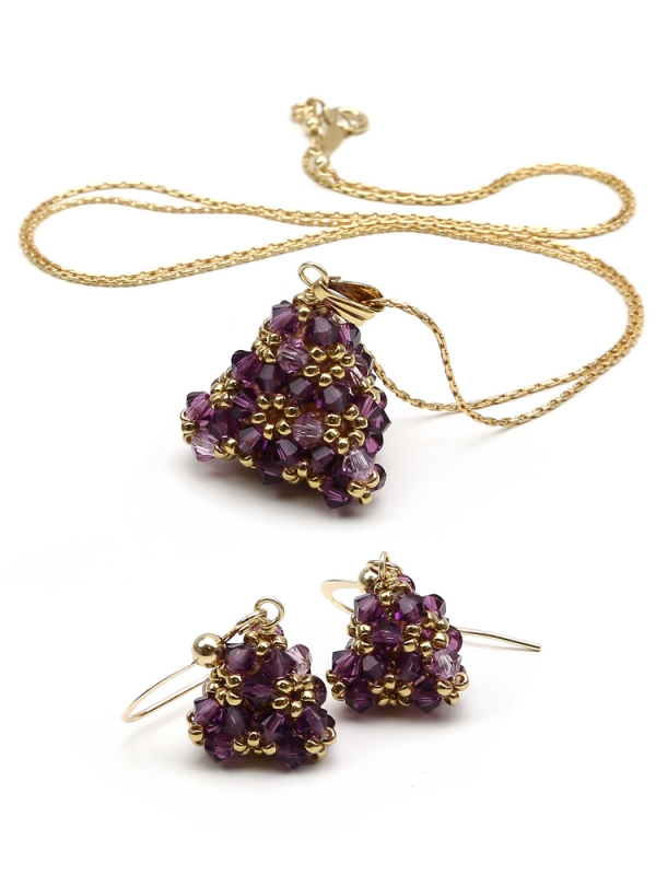 Set pandantiv si cercei Ichiban - Pyramid Amethyst 