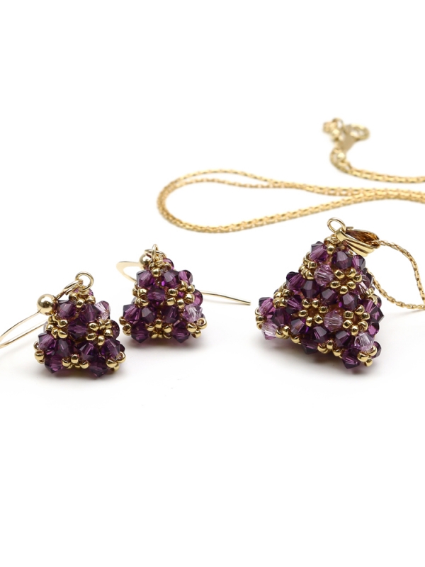 Set pandantiv si cercei Ichiban - Pyramid Amethyst 
