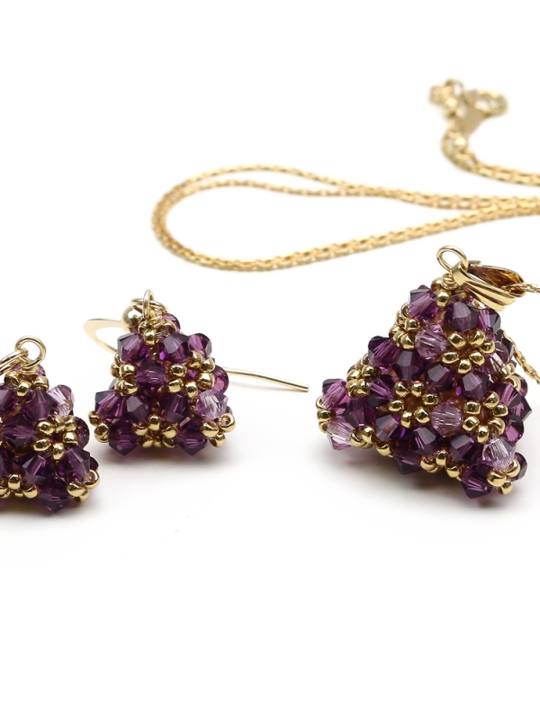 Set pandantiv si cercei Ichiban - Pyramid Amethyst 