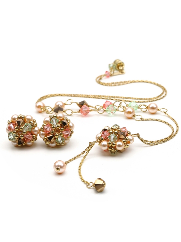 Set colier si cercei surub Ichiban -  Happy Peach