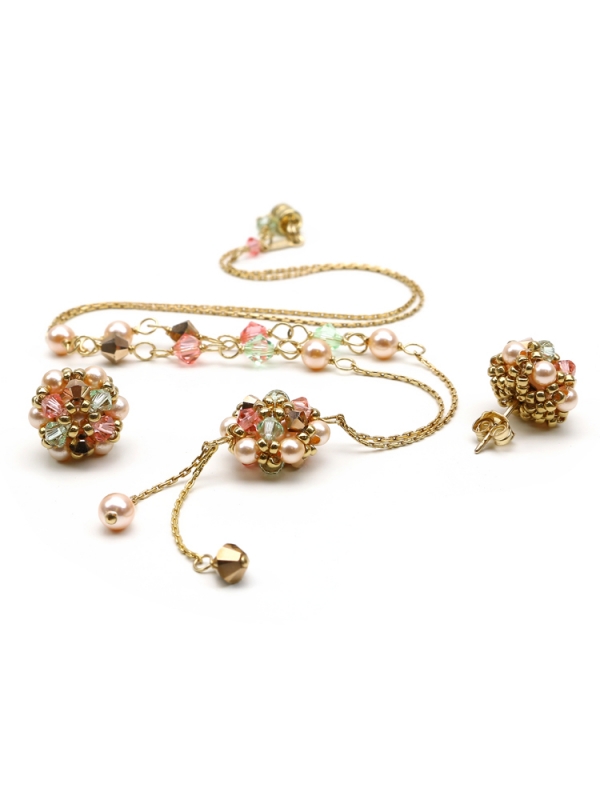 Set colier si cercei surub Ichiban -  Happy Peach