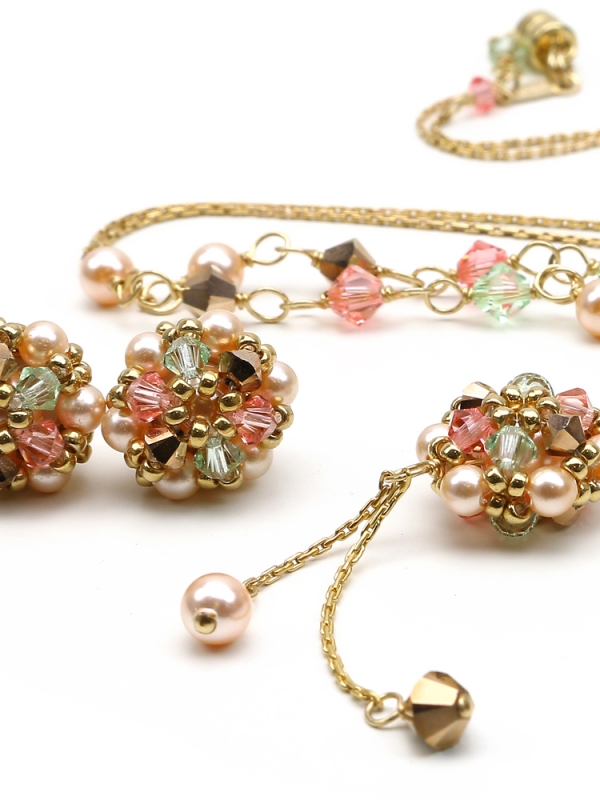 Set colier si cercei surub Ichiban -  Happy Peach