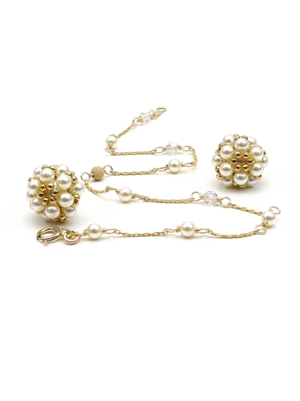 Set bratara si cercei cu surub, Ichiban - Daisies Cream