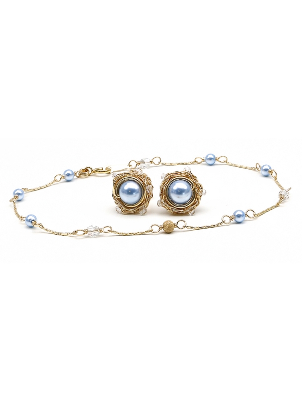 Set bratara si cercei cu surub, Ichiban - Blue Sky