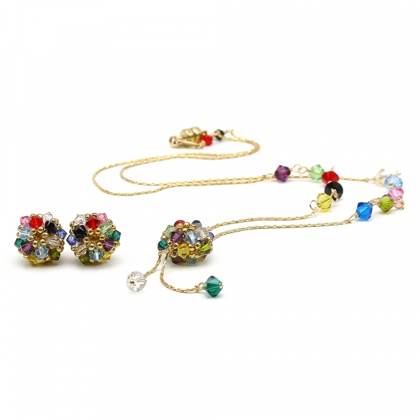 Set colier si cercei cu surub, Ichiban - Daisies Multicolor 