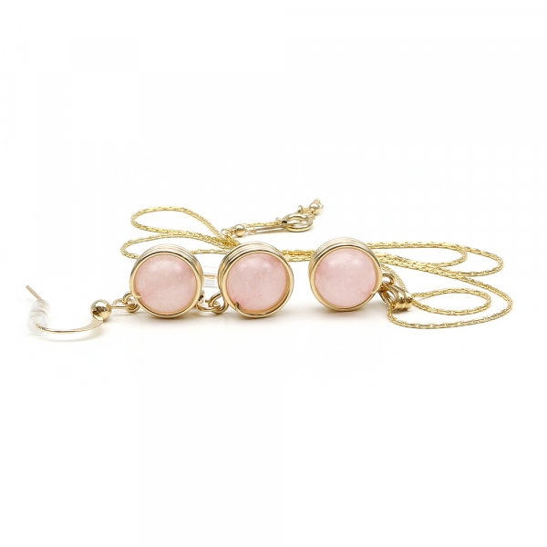 Set pendant and dangle earrings by Ichiban - Busted Gemstone Quart Rose