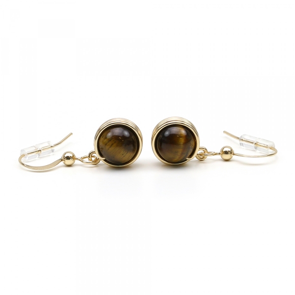 Dangle earrings by Ichiban - Busted Gemstone Tiger's Eye