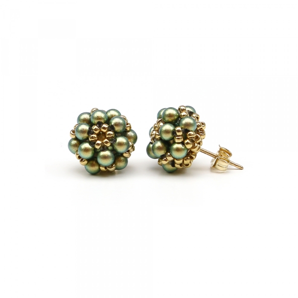 Daisies Iridescent Green - stud earrings