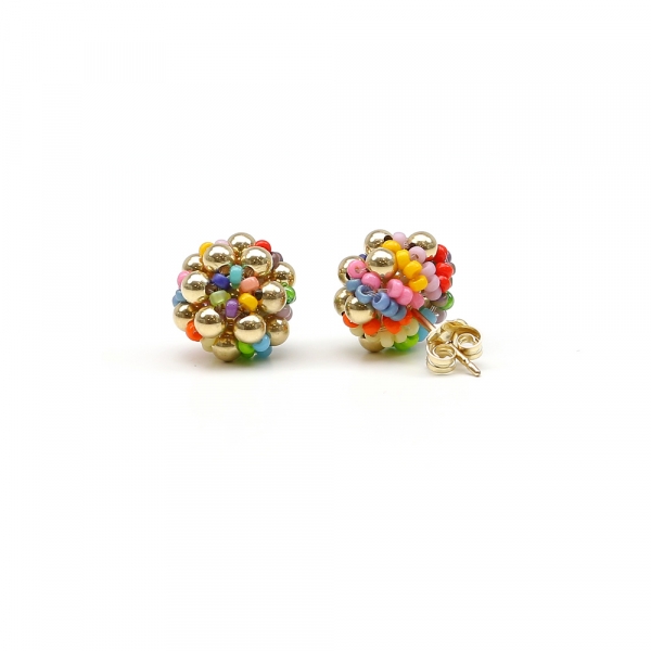 Stud earrings by Ichiban - Golden Daisies Miyuki Multicolor