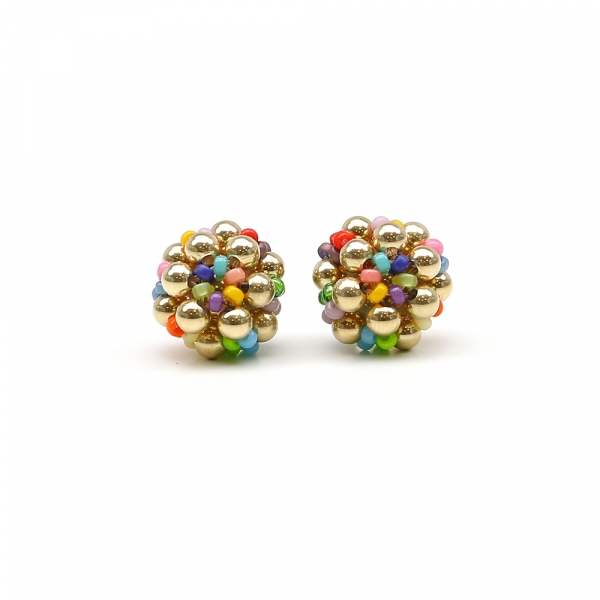 Stud earrings by Ichiban - Golden Daisies Miyuki Multicolor