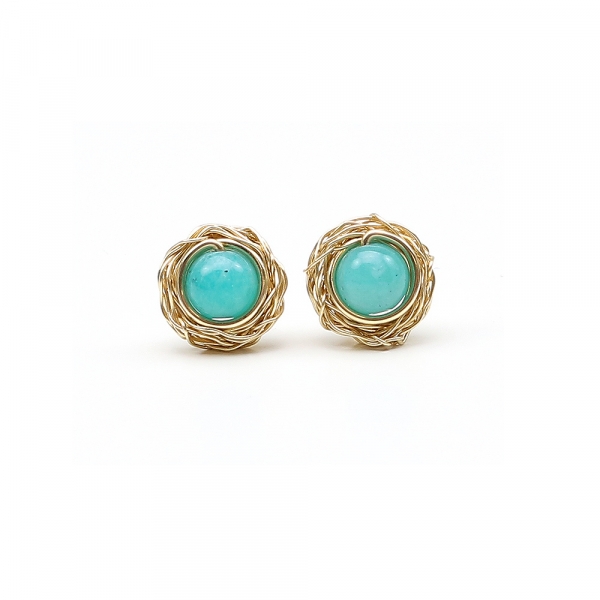 Cercei AU14K cu surub, Ichiban - Sweet Amazonite 