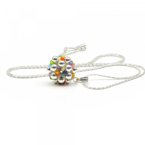 Pandantiv Ichiban - Silver Daisies Miyuki Multicolor