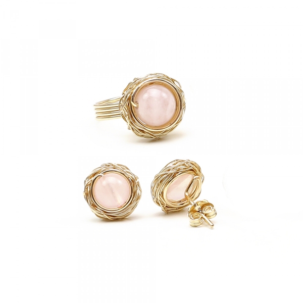 Set ring and stud earrings by Ichiban - Sweet Quart Rose