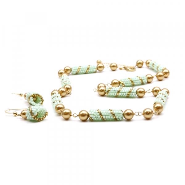 Set colier si cercei cu tortite, Ichiban - Jade