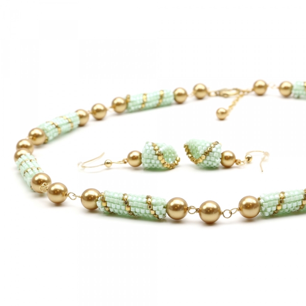 Set colier si cercei cu tortite, Ichiban - Jade