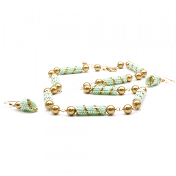 Set colier si cercei cu tortite, Ichiban - Jade