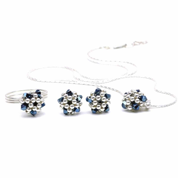 Set pendant, ring and stud earringsby Ichiban - Charm Blue 925 Silver