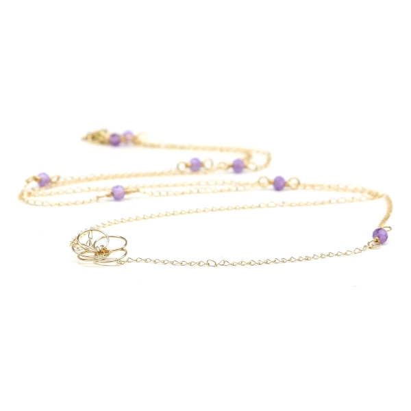 Colier din aur 14K, Ichiban - Flower Power Amethyst 