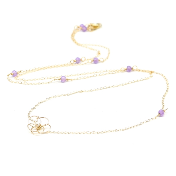 Colier din aur 14K, Ichiban - Flower Power Amethyst 