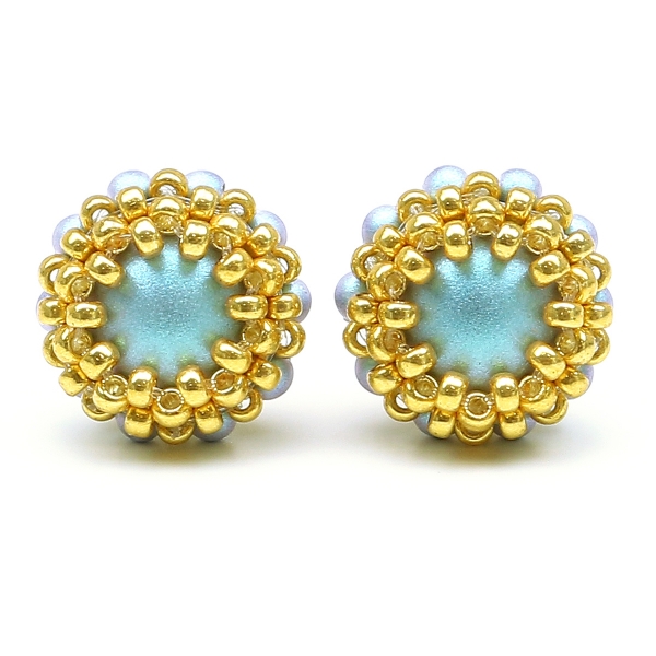 Stud earrings by Ichiban - Teeny Tiny Iridescent Light Blue