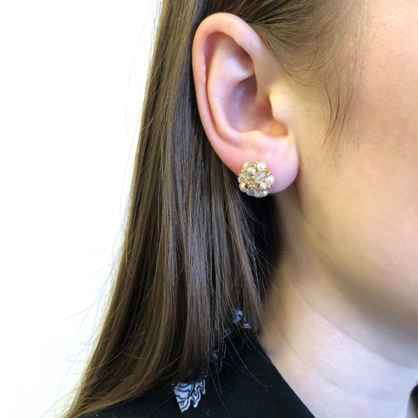 Cercei cu surub, Ichiban - Daisies Stardust aur 14K