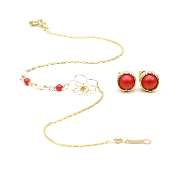 Flower Power - martisor - set, bracelet and stud earrings