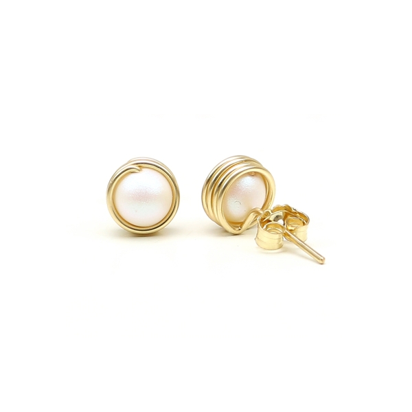 Mini Busted Pearl Pearlescent White - stud earrings