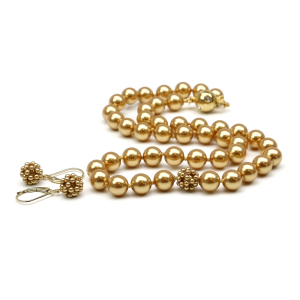 Set colier si cercei leverback, Ichiban - Classic Bright Gold
