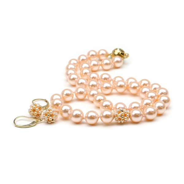 Set colier si cercei leverback, Ichiban - Classic Peach