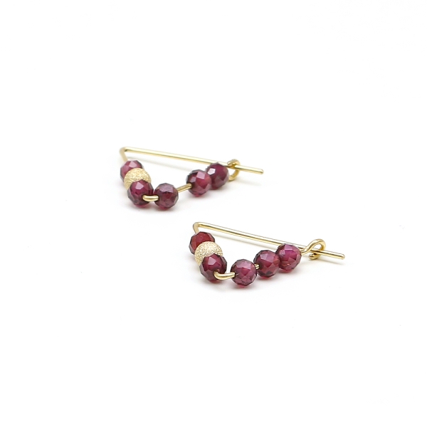 Cercei Ichiban din aur 14K - Fancy Garnet