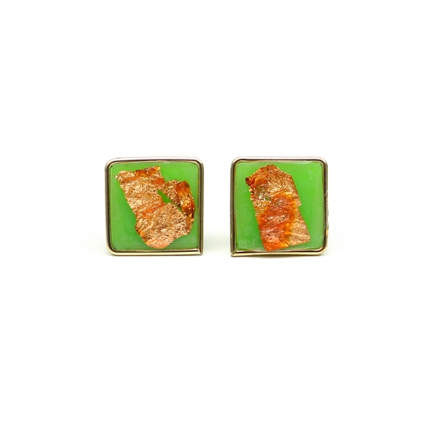 Green Foil - stud earrings by Ichiban
