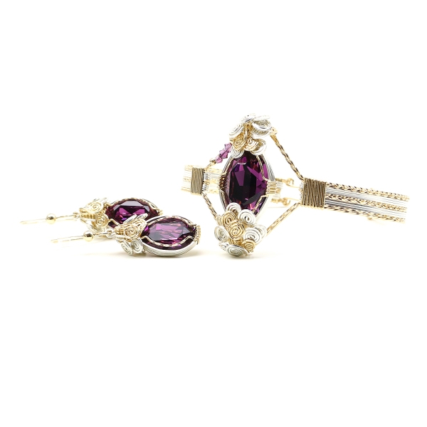 Set bracelet and dangle earrings by Ichiban - Royal Amethyst