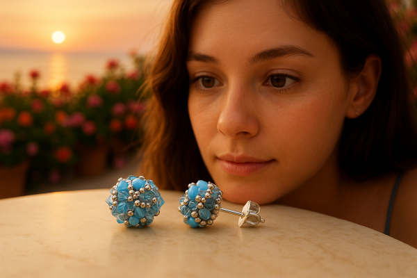 Stud earrings by Ichiban - Daisies Azzuro 925 Silver