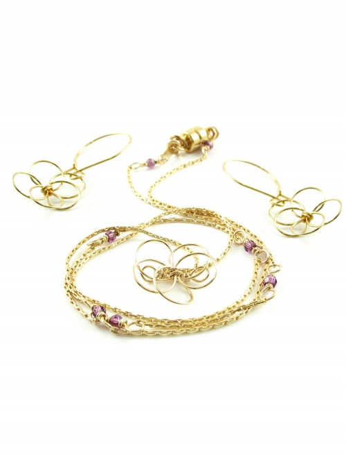 Set necklace and earrings by Ichiban - Flower Power Amethyst