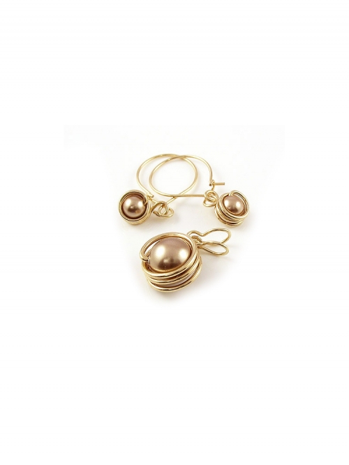 Set pendant and earrings by Ichiban - Minibusted Bronze