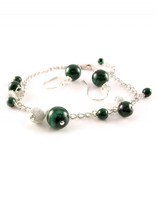 Set bracelet and dangle earrings by Ichiban - Malachite