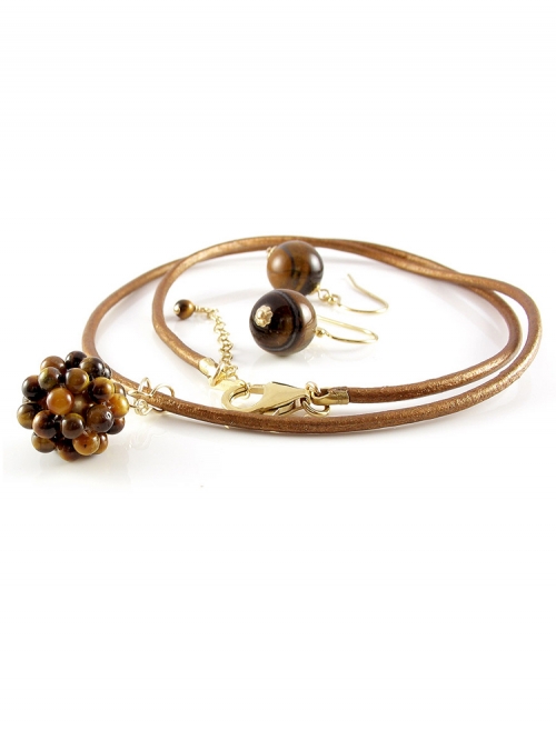 Set pendant and dangle earrings by Ichiban - Tiger's Eye