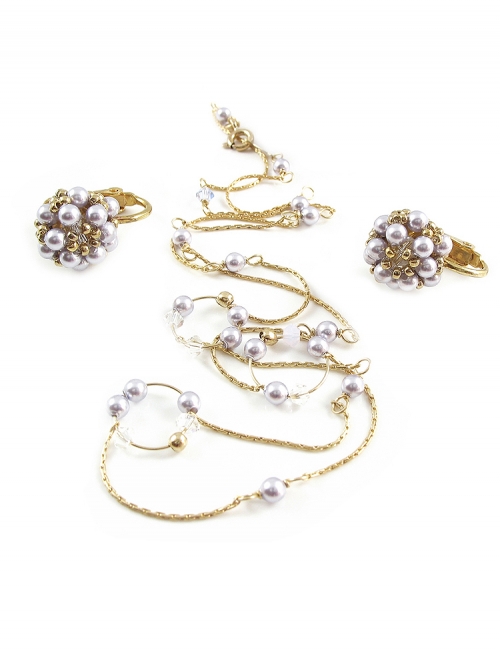 Set necklace and clips earrings by Ichiban - Fineline Lavander circle