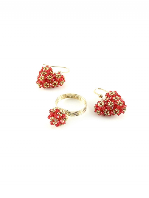 Set cercei cu tortite si inel, Ichiban - Love Around