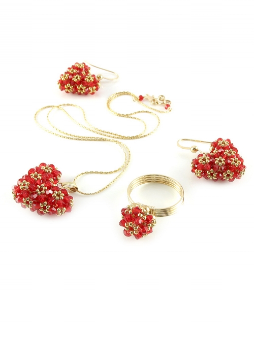 Set pandantiv, cercei cu tortite si inel, Ichiban - Love Around 