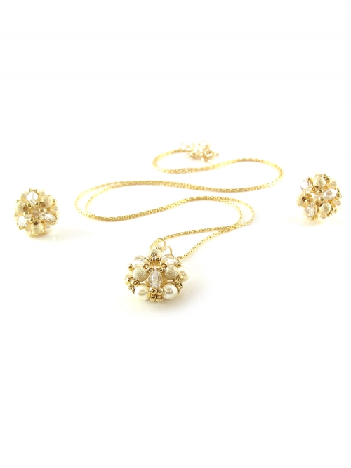 Set pandantiv si cercei cu surub, Ichiban - Daisies Stardust