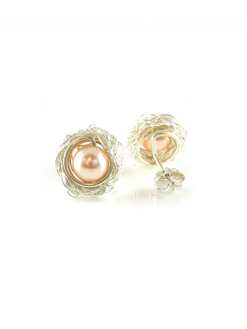 Silver stud earrings by Ichiban - Sweet Peach