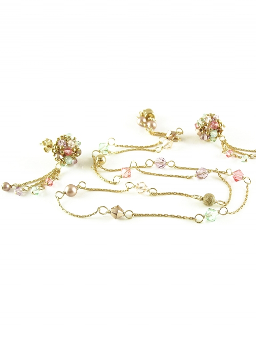 Set necklace and stud earrings with pendulum by Ichiban - Spring mood