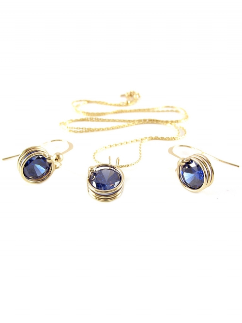 Set pendant and earrings by Ichiban - Busted Dark Blue