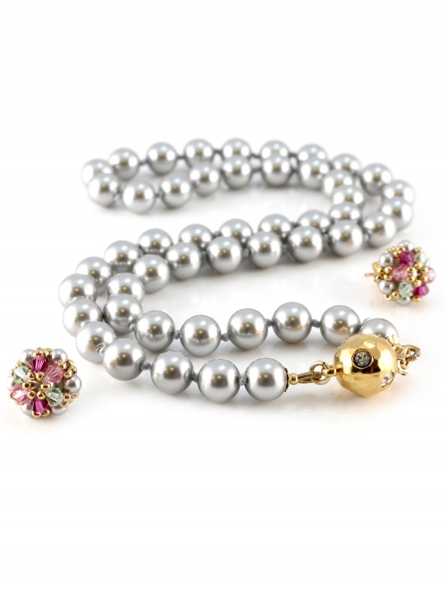 Set colier si cercei cu surub Ichiban - Desire Light Grey