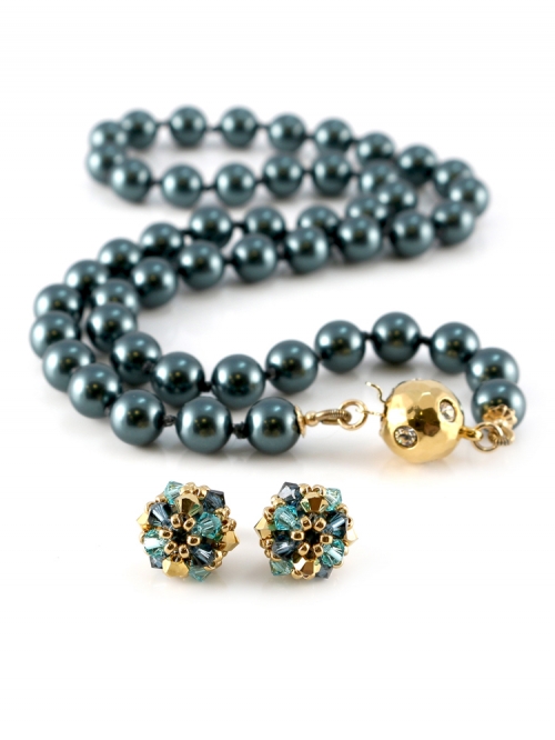 Set colier si cercei cu surub Ichiban - Desire Tahitian 