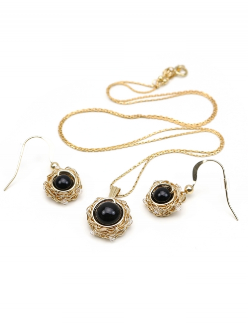 Set pendant and earrings by Ichiban - Sweet Black Velvet